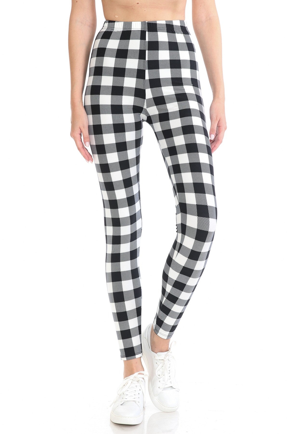 Niobe Clothing White Black Plaid Leggings - Leggings p_leggings