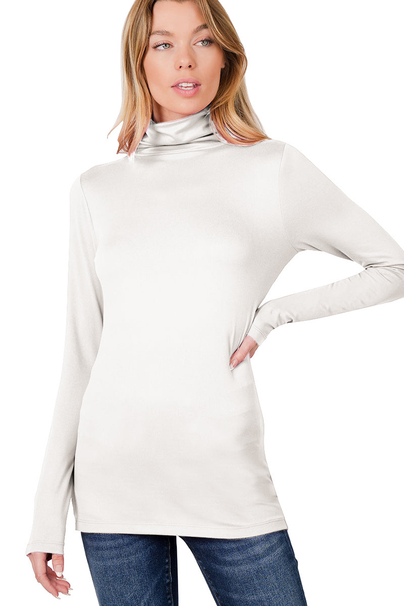 Zenana Long Sleeve Turtle Neck Top - Shirts sb_tops