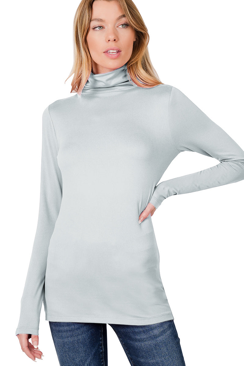 Zenana Long Sleeve Turtle Neck Top - Shirts sb_tops