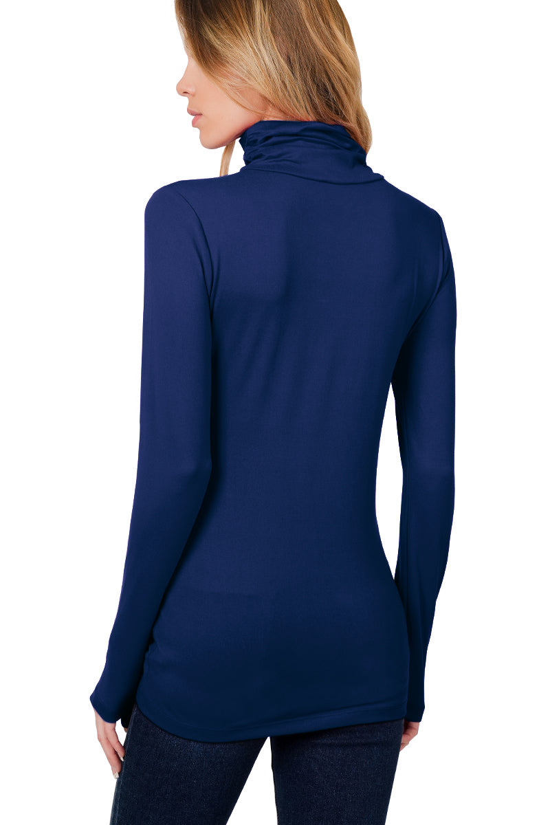 Zenana Long Sleeve Turtle Neck Top - Shirts sb_tops
