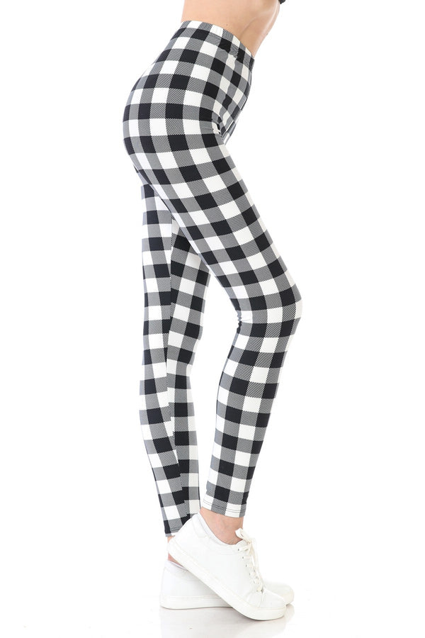 White Black Plaid Leggings