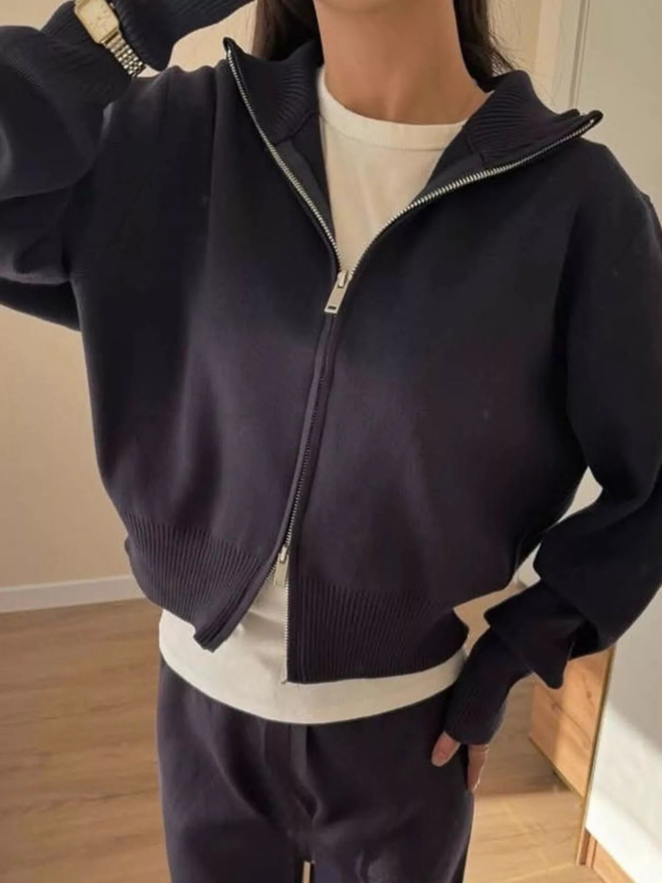 Trendsi Zip-Up Hoodie and Pants Set -