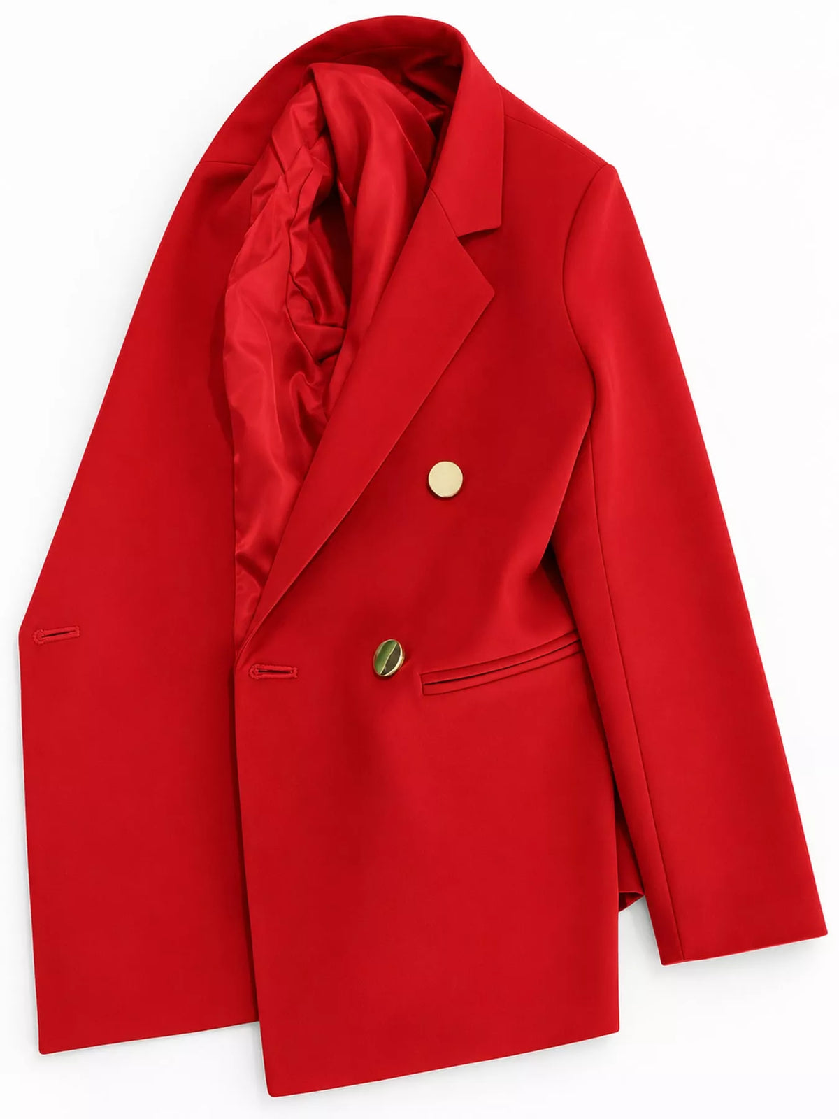 Red double-breasted lapel collar blazer