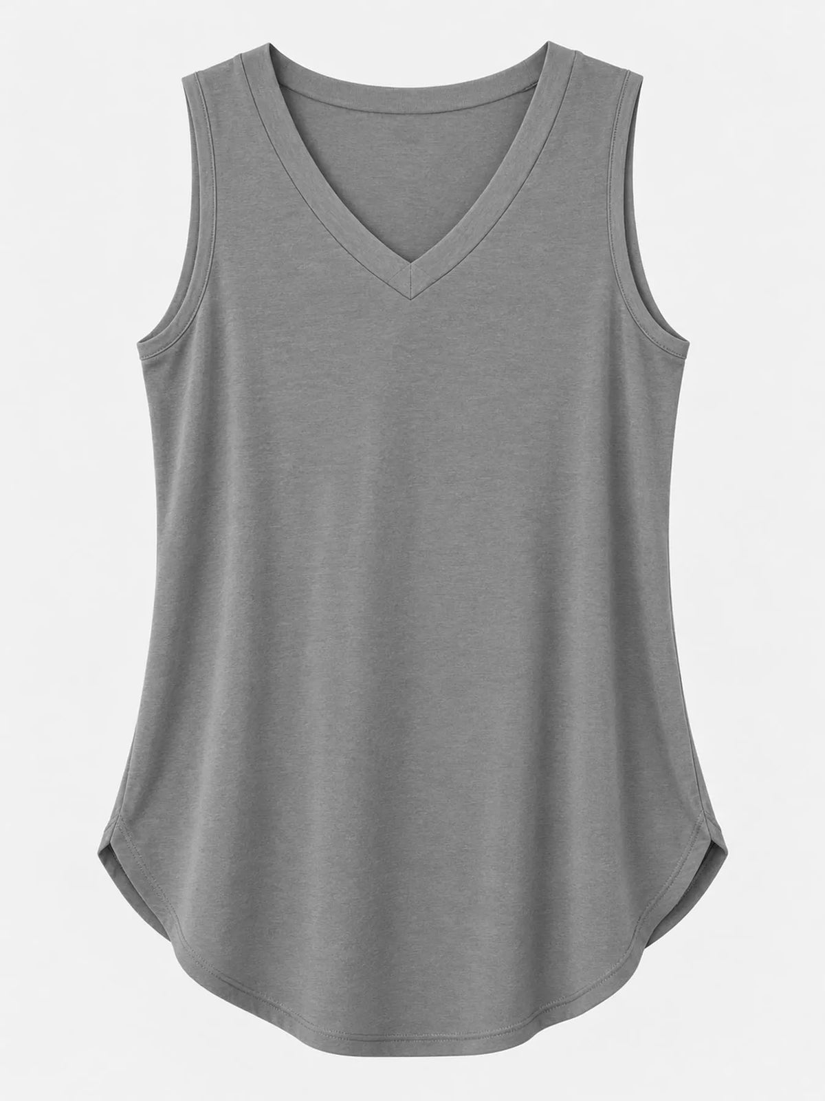 Gray v-neck loose fit tank top