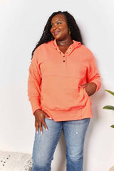 Trendsi Double Take Quarter-Snap Dropped Shoulder Hoodie - Shirts