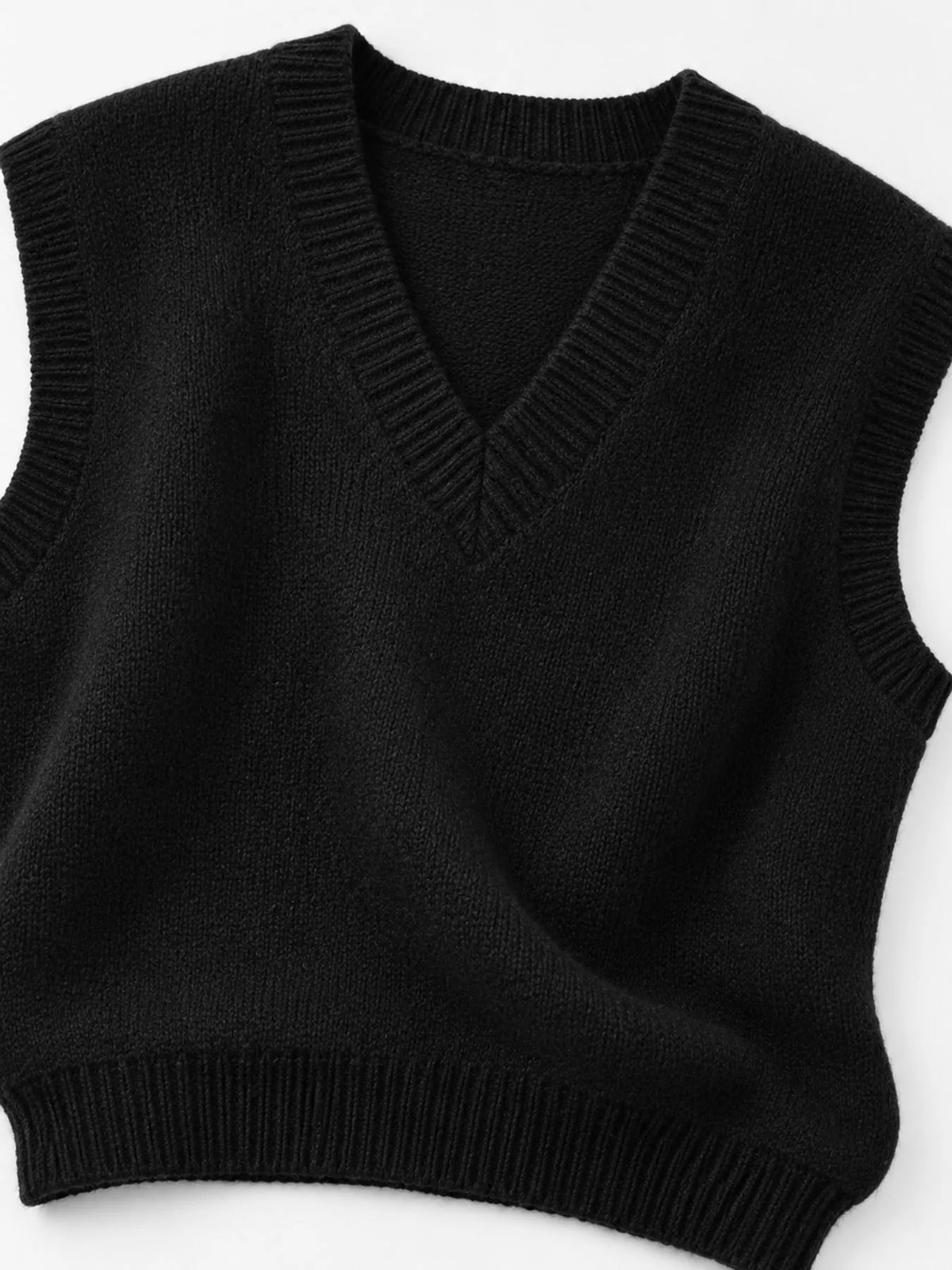 Black v-neck knit sweater vest