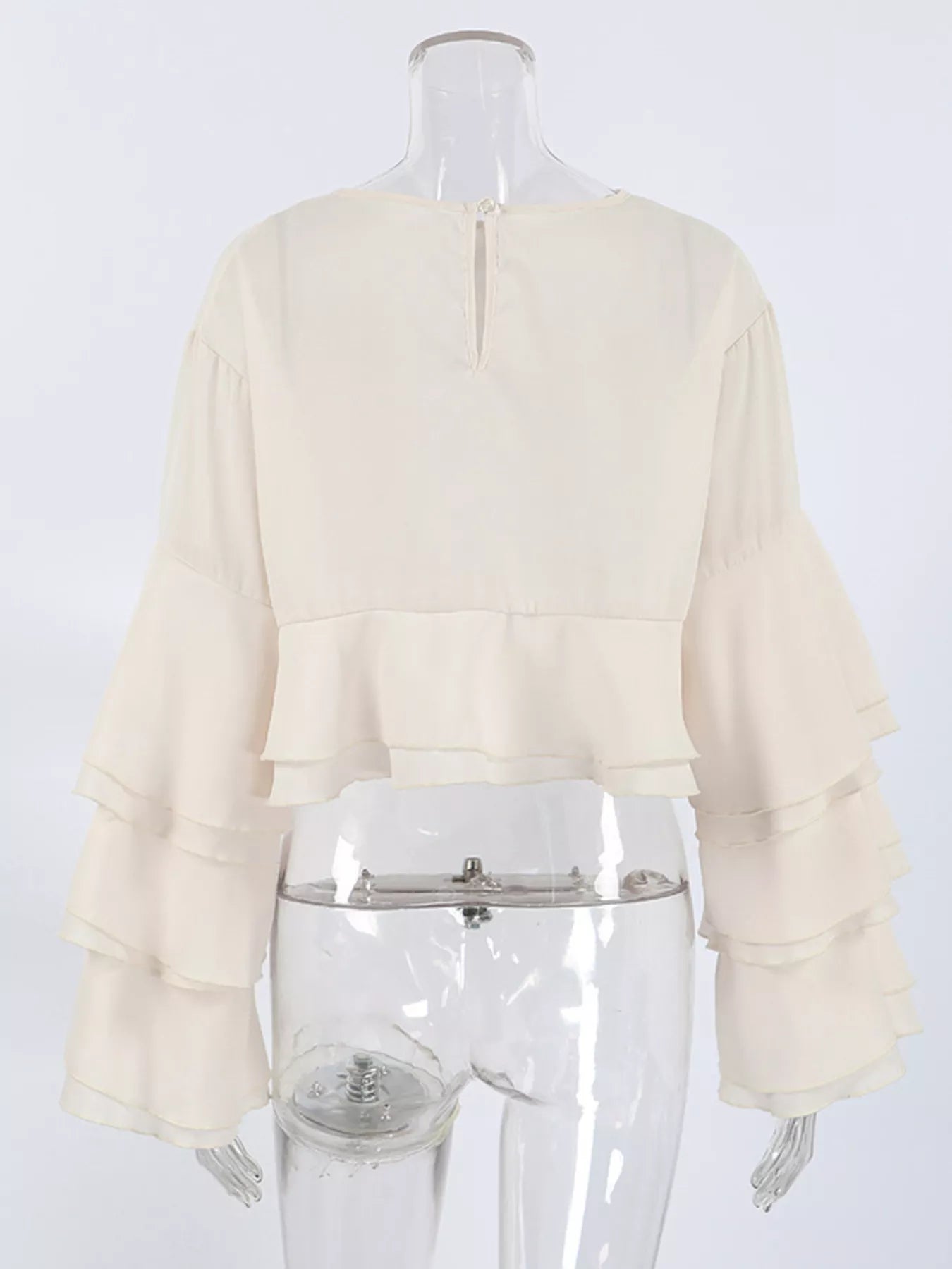 Trendsi Layered Ruffled Hem Flare Sleeves Blouse -