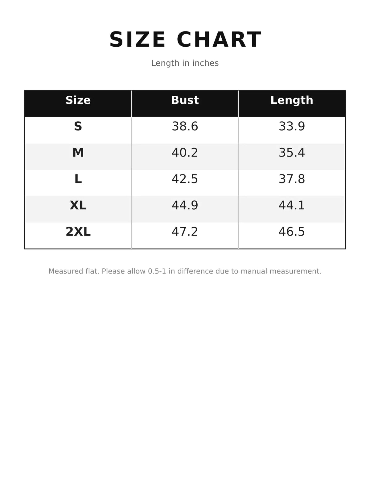 Quarter-zip dress, size chart