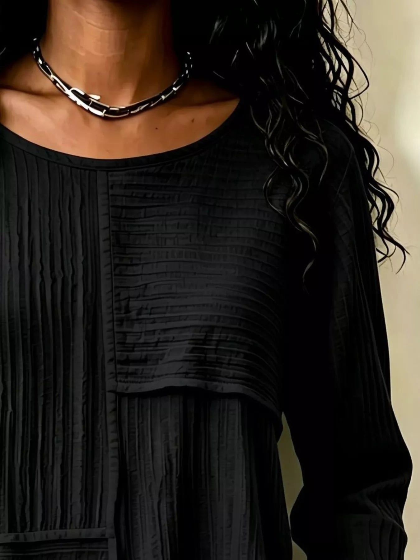 Trendsi Textured Patchwork Long Sleeve Casual T-Shirt -