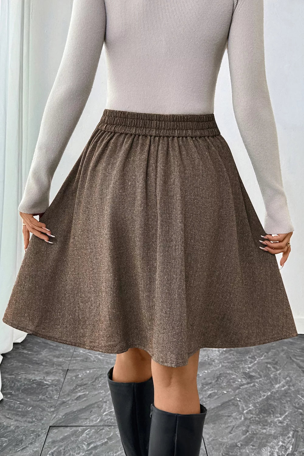 Trendsi A-Line Textured Skirt -