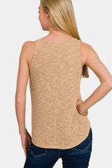 Trendsi Zenana V-Neck Curved Hem Tank -