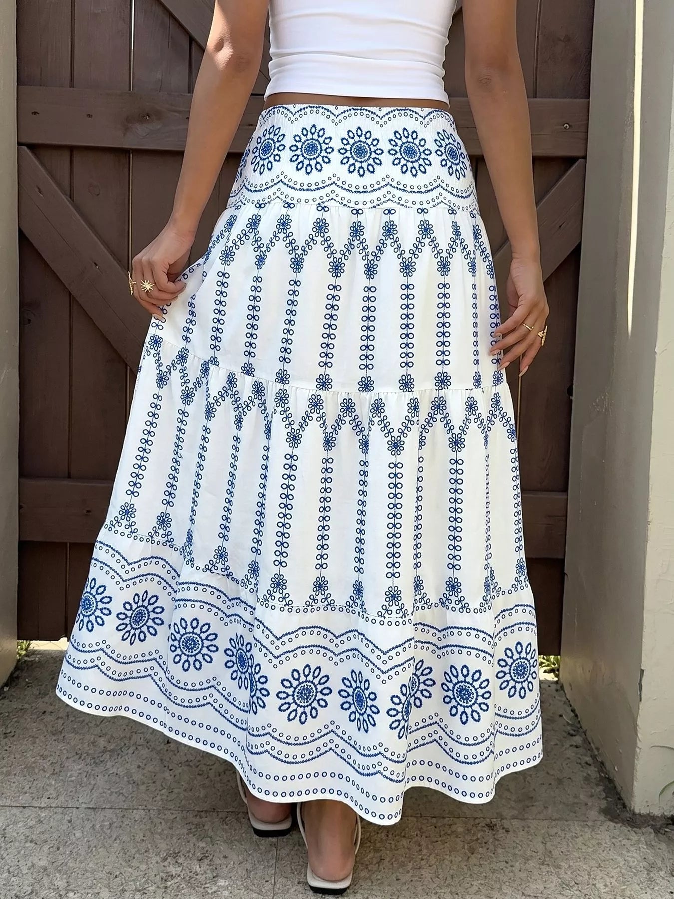 Trendsi Printed Tiered Maxi Skirt -