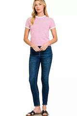Trendsi Zenana Striped Contrast Trim Tee -