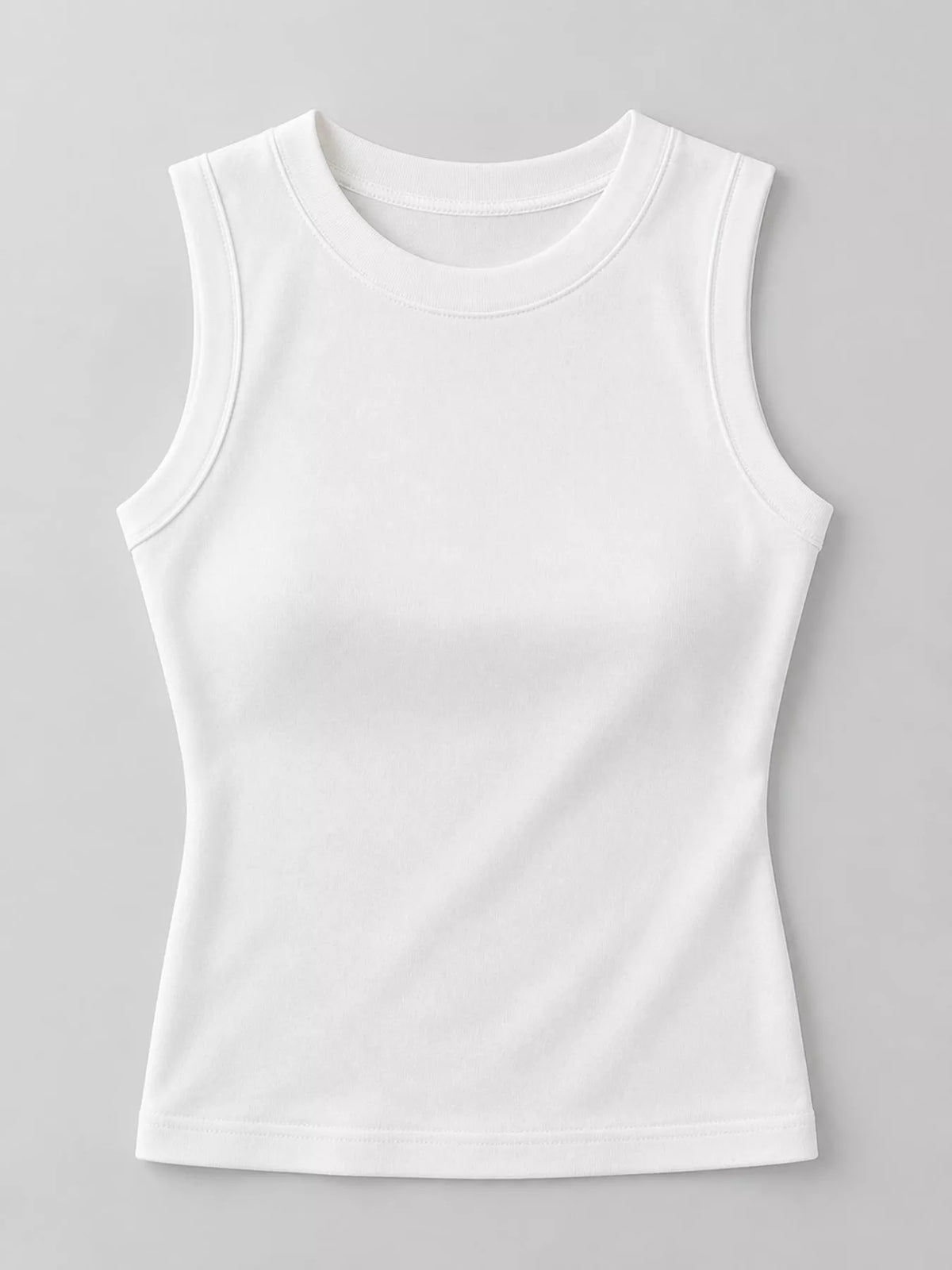 Slim-Fit Sleeveless Crew Neck Tank Top — garment front