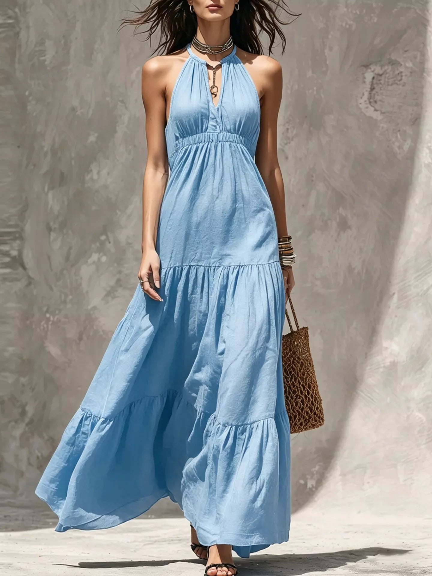 Trendsi Sleeveless Tiered Maxi Dress -