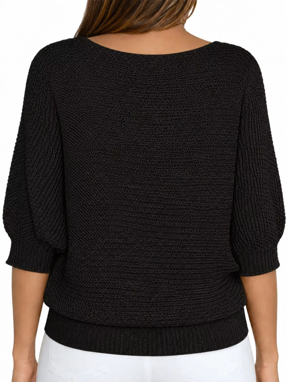 Three-quarter sleeve sweater, back view