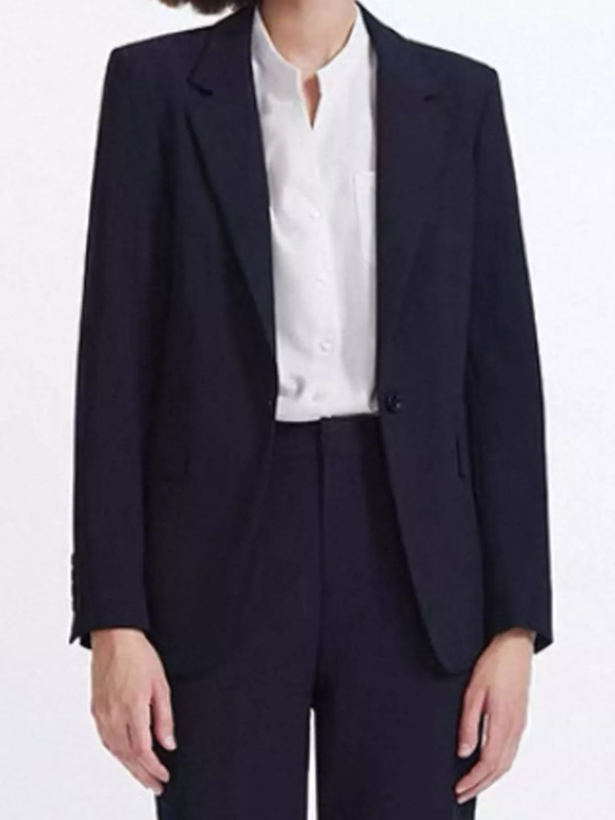 Single-Button Lapel Collar Blazer in navy