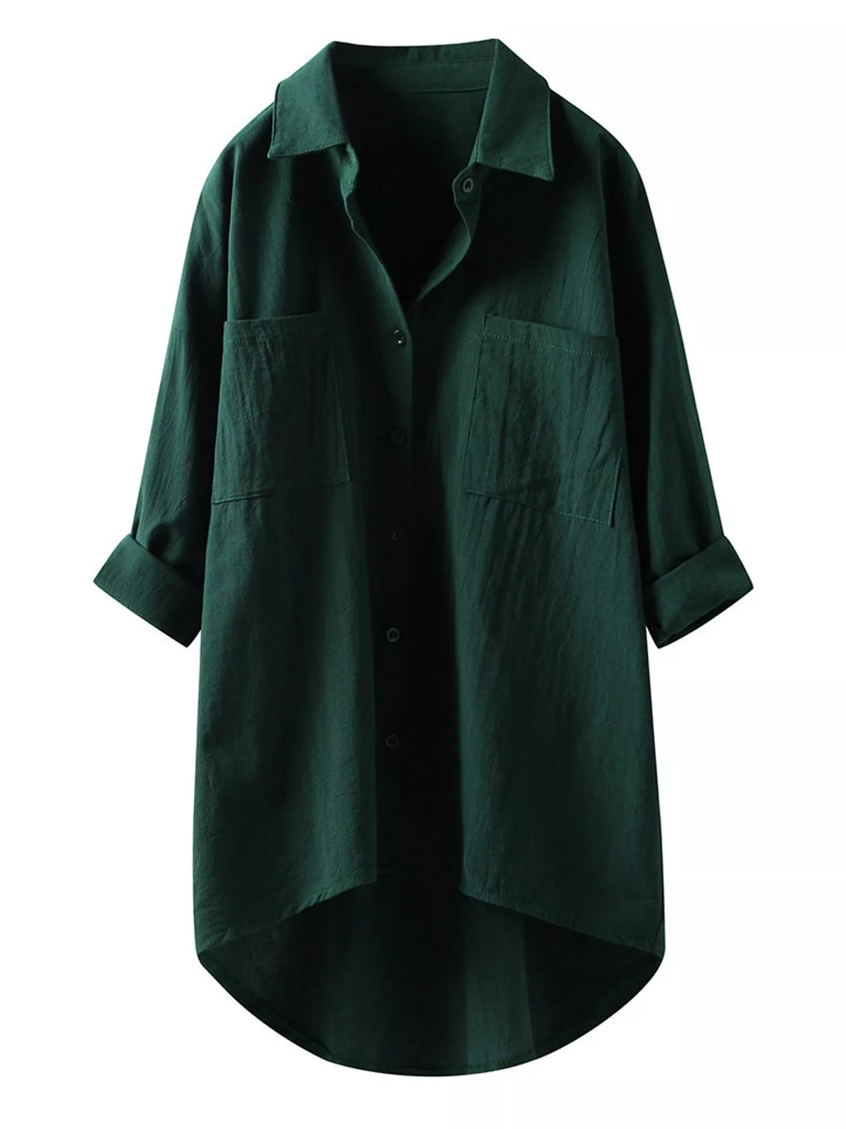 Cotton chest-pocket shirt, green flat front