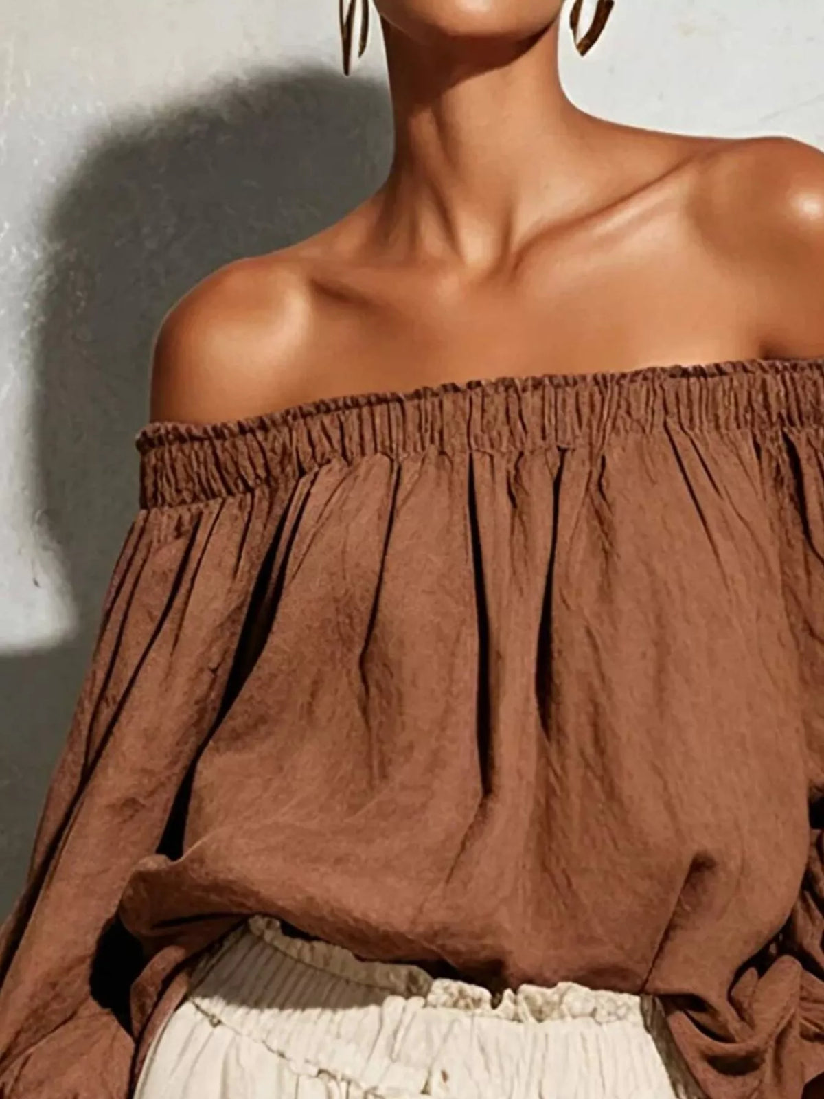 Trendsi Off-Shoulder Long Sleeve Blouse -