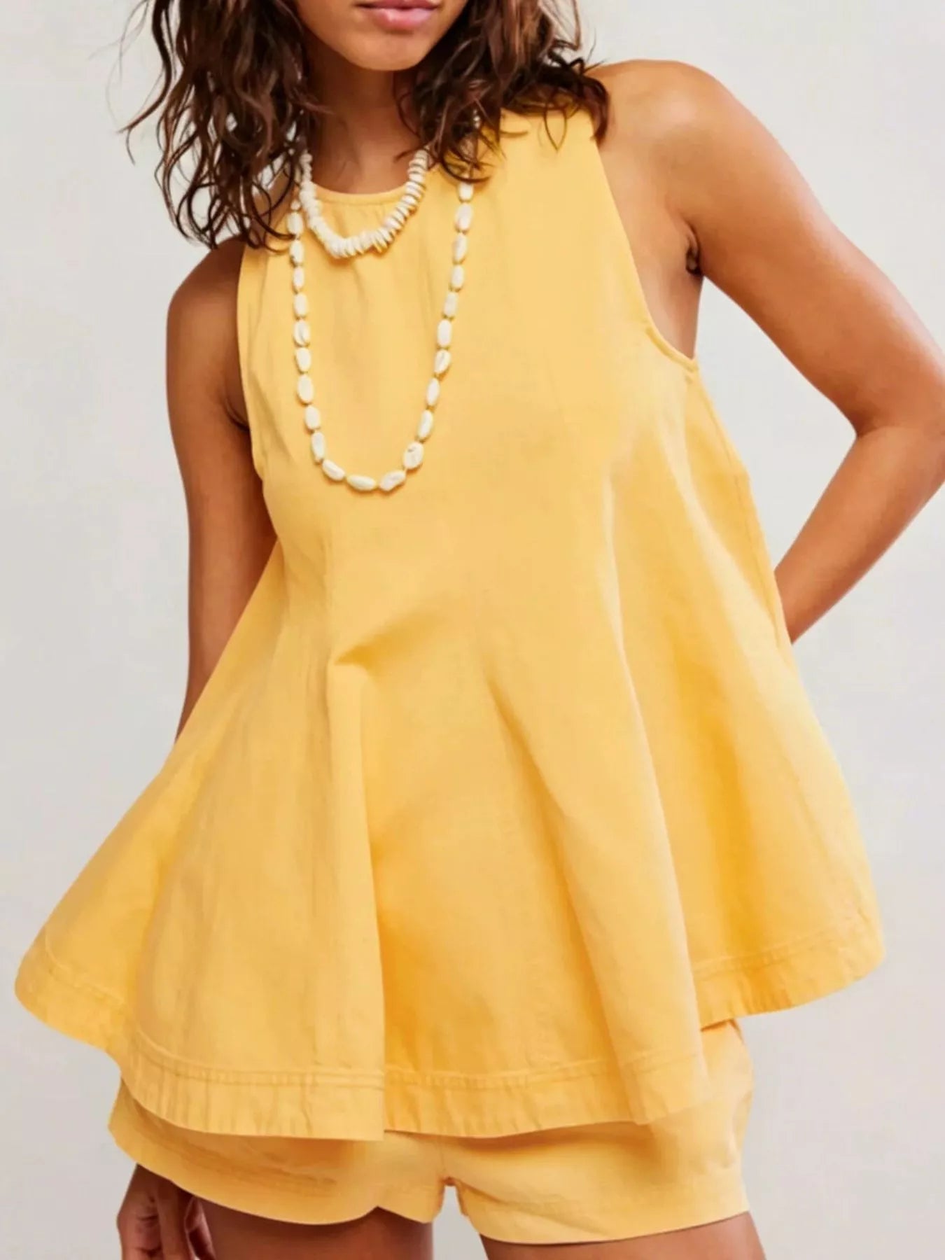 Trendsi Sleeveless Top and Shorts Denim Set -