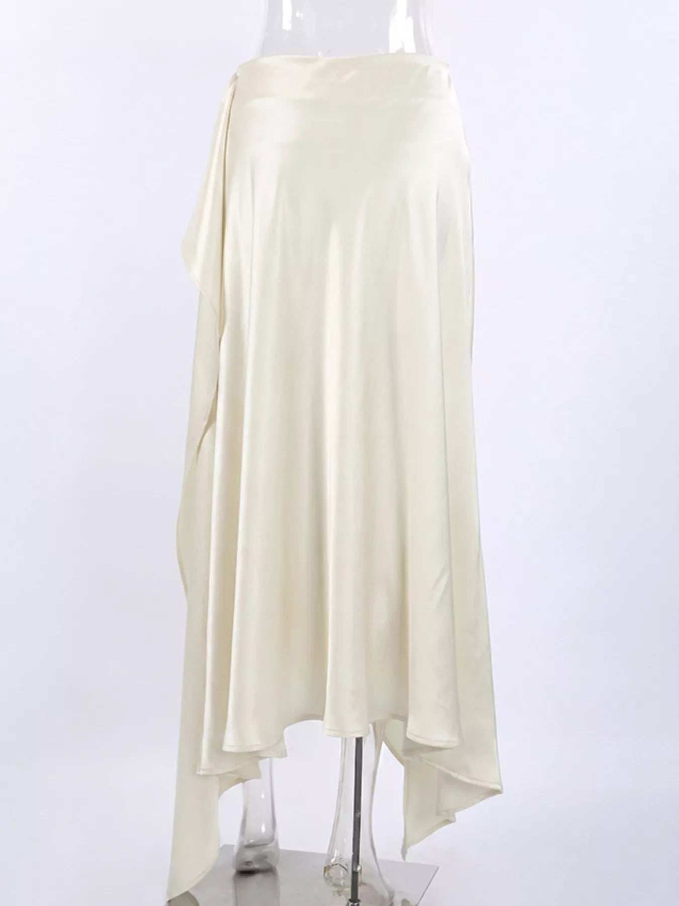 Trendsi Satin High-Low Lace Trim Skirt -