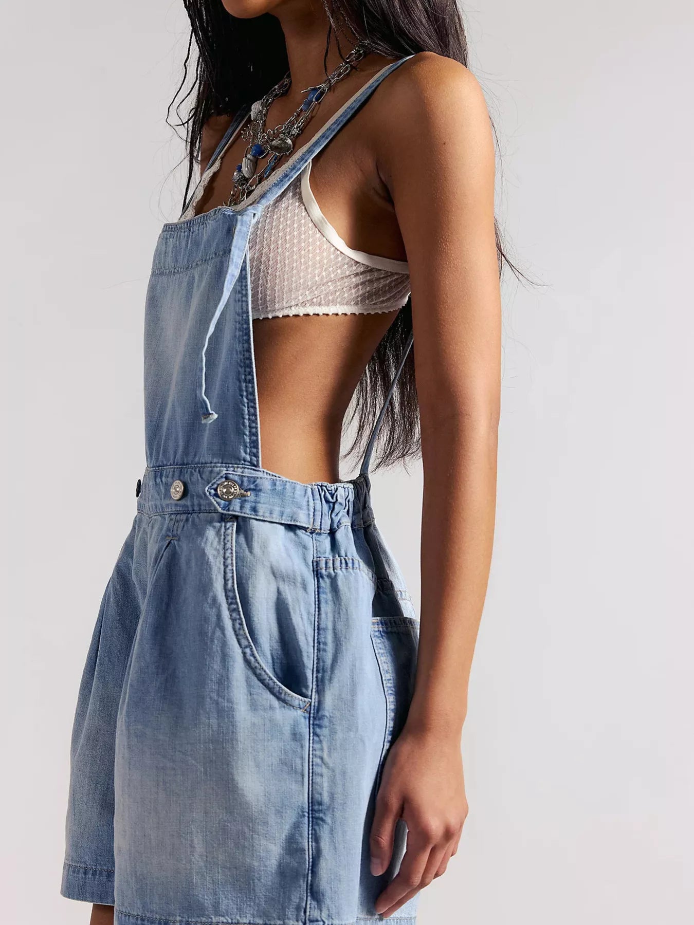 Trendsi Backless Denim Short Overalls -
