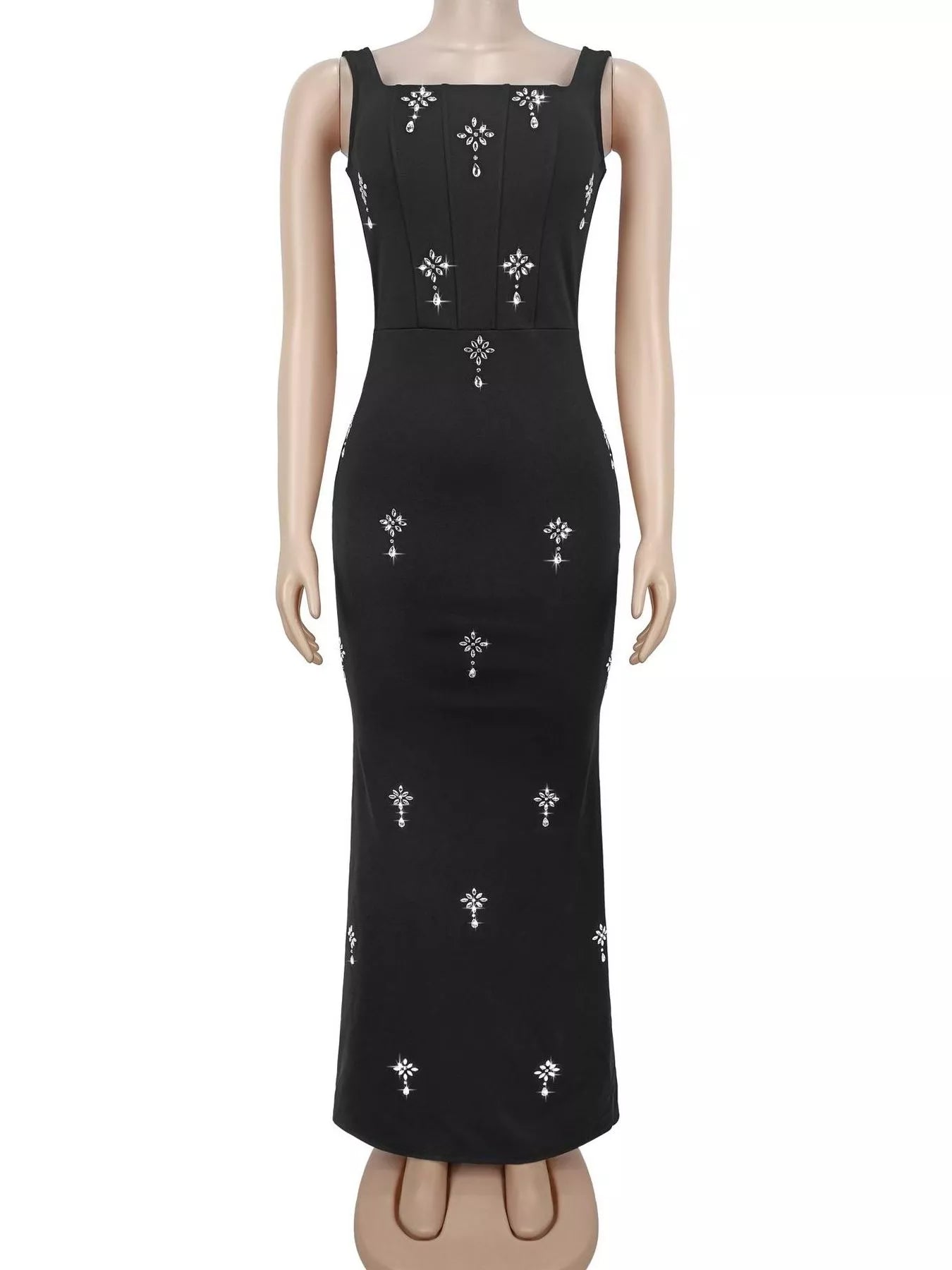 Trendsi Rhinestone Embellished Bodycon Maxi Dress -