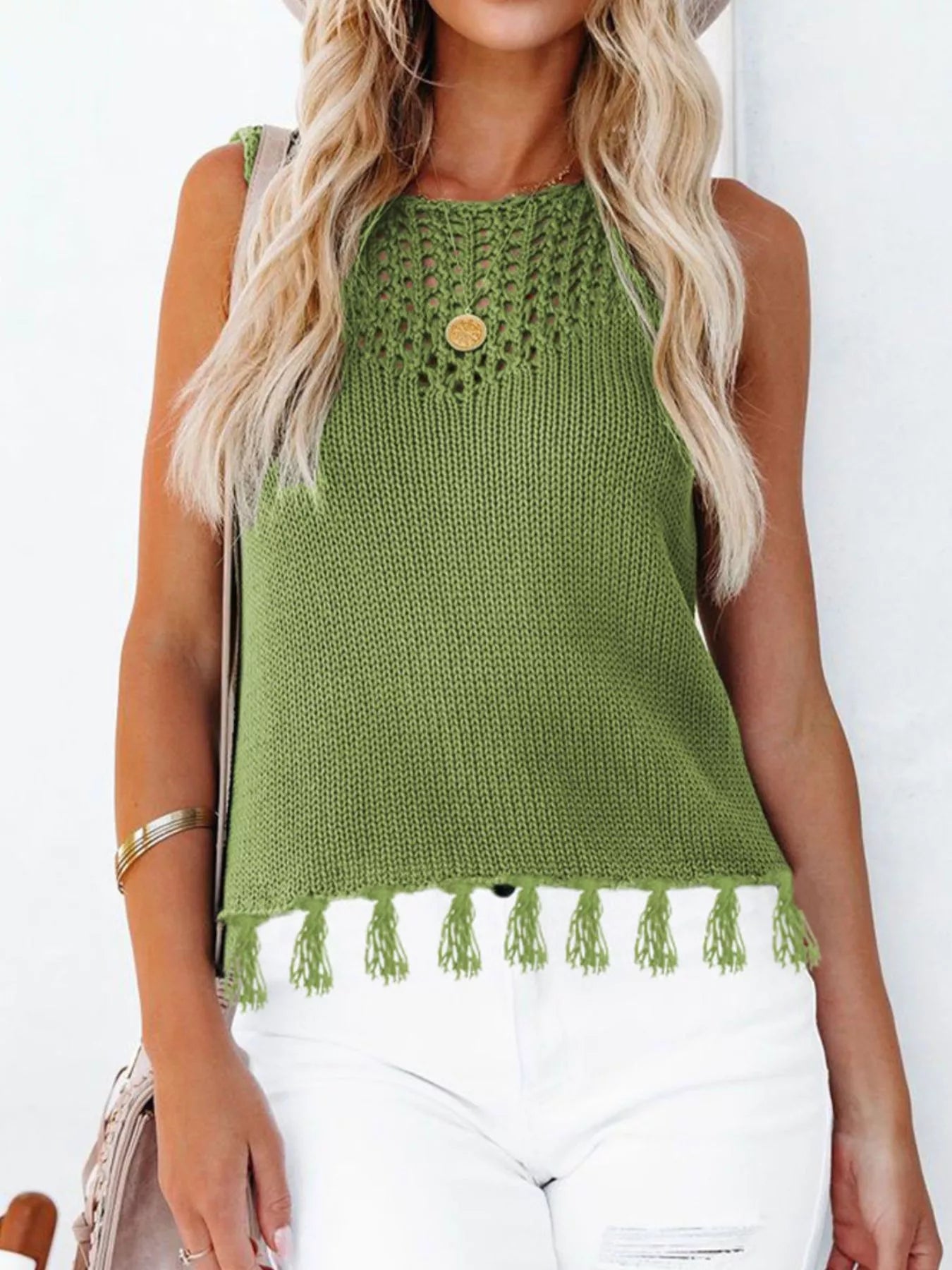 Trendsi Tassel Knit Tank -