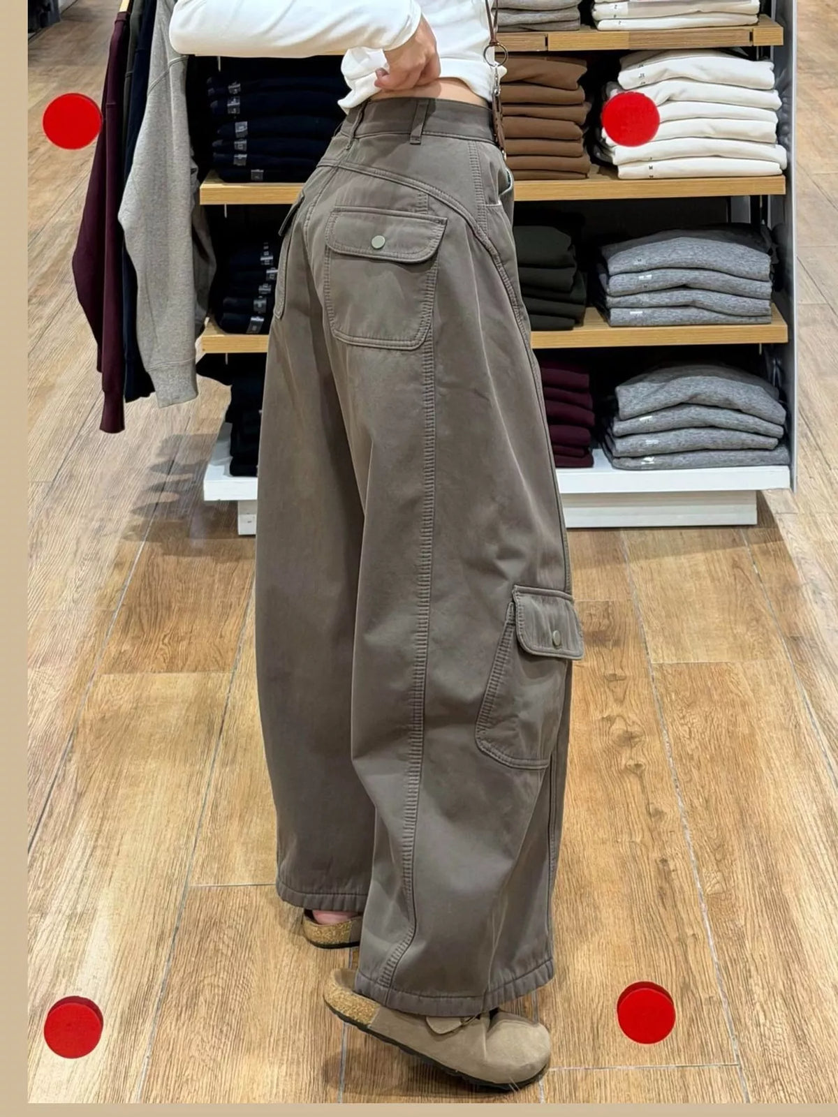 High-Waisted Wide-Leg Cargo Jeans — side view