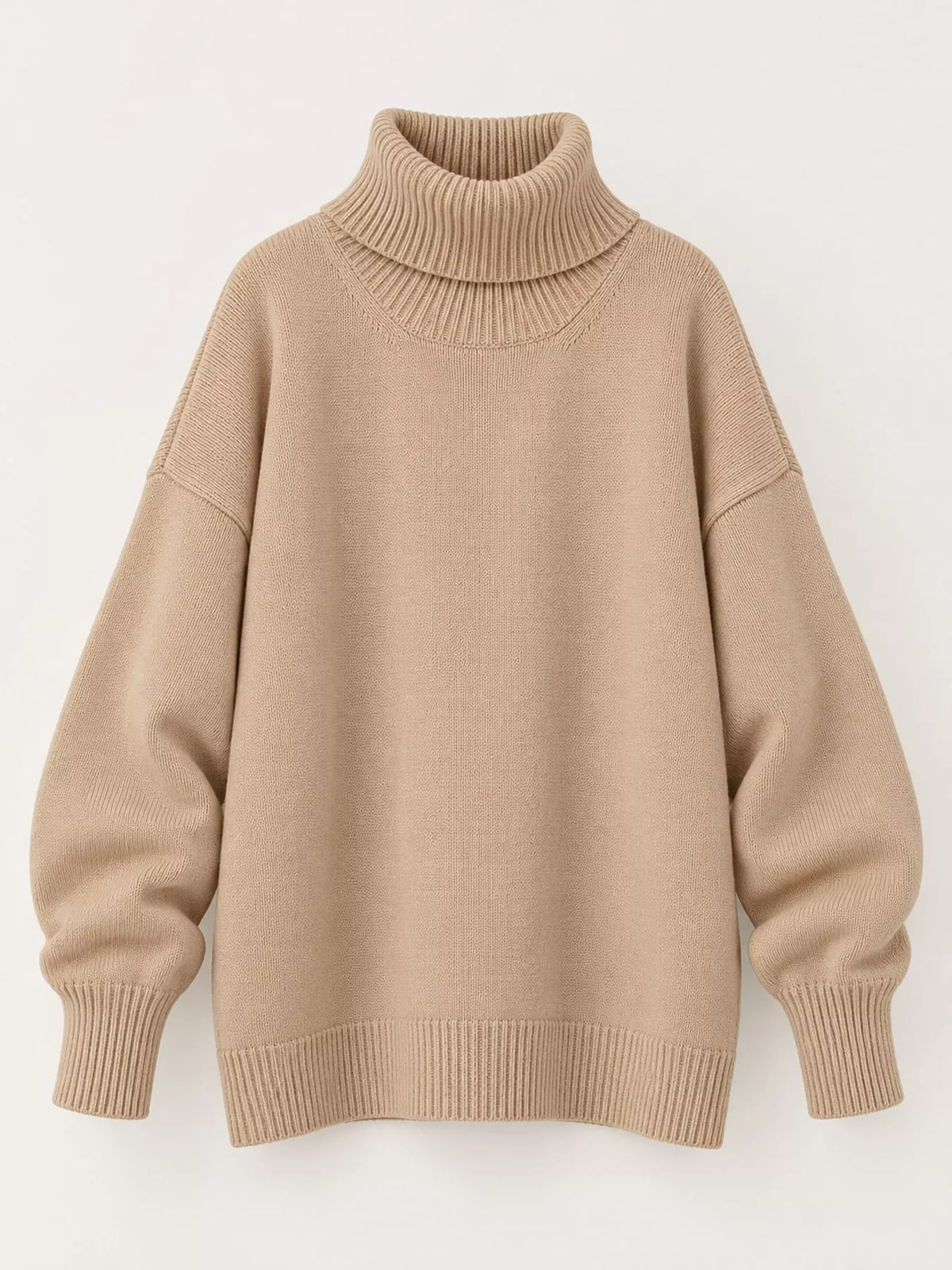 Oversized Turtleneck Drop Shoulder Sweater — garment front