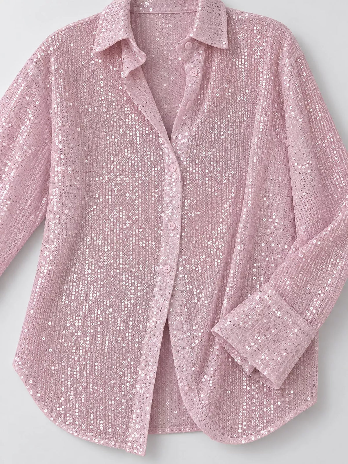 Sequin shirt, pink cuff detail