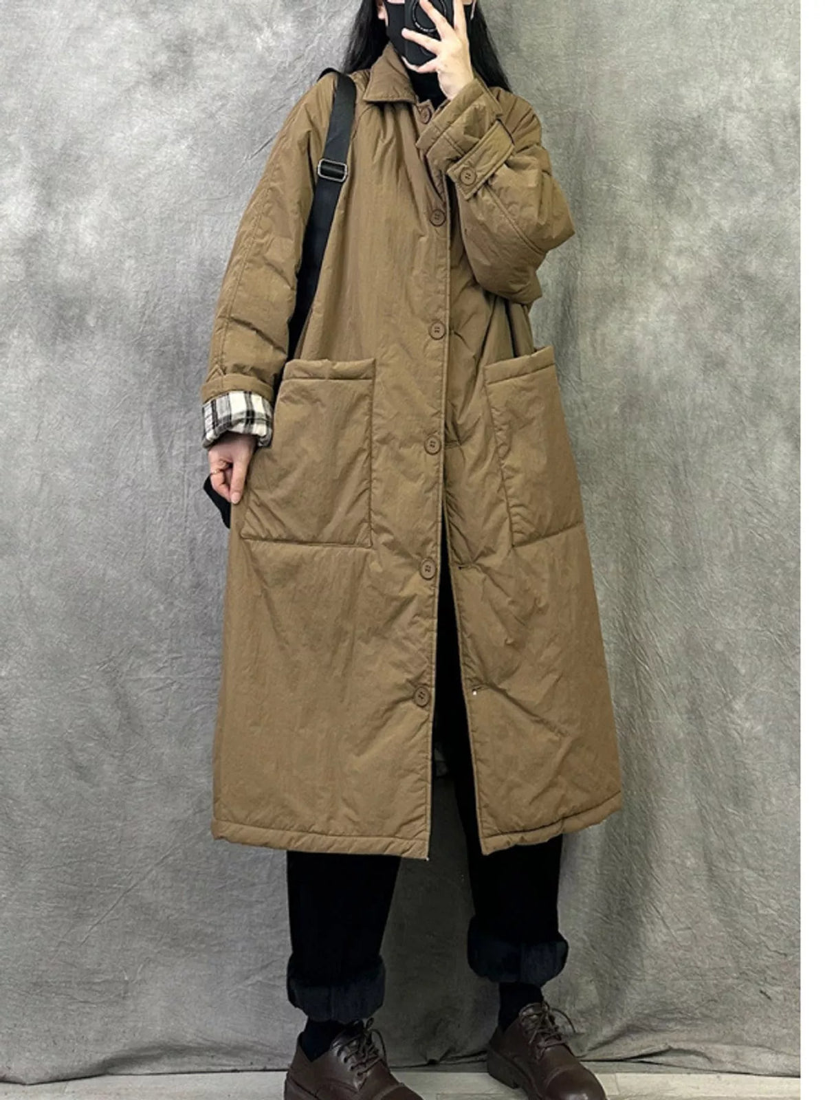 Coffee yellow long-sleeve coat