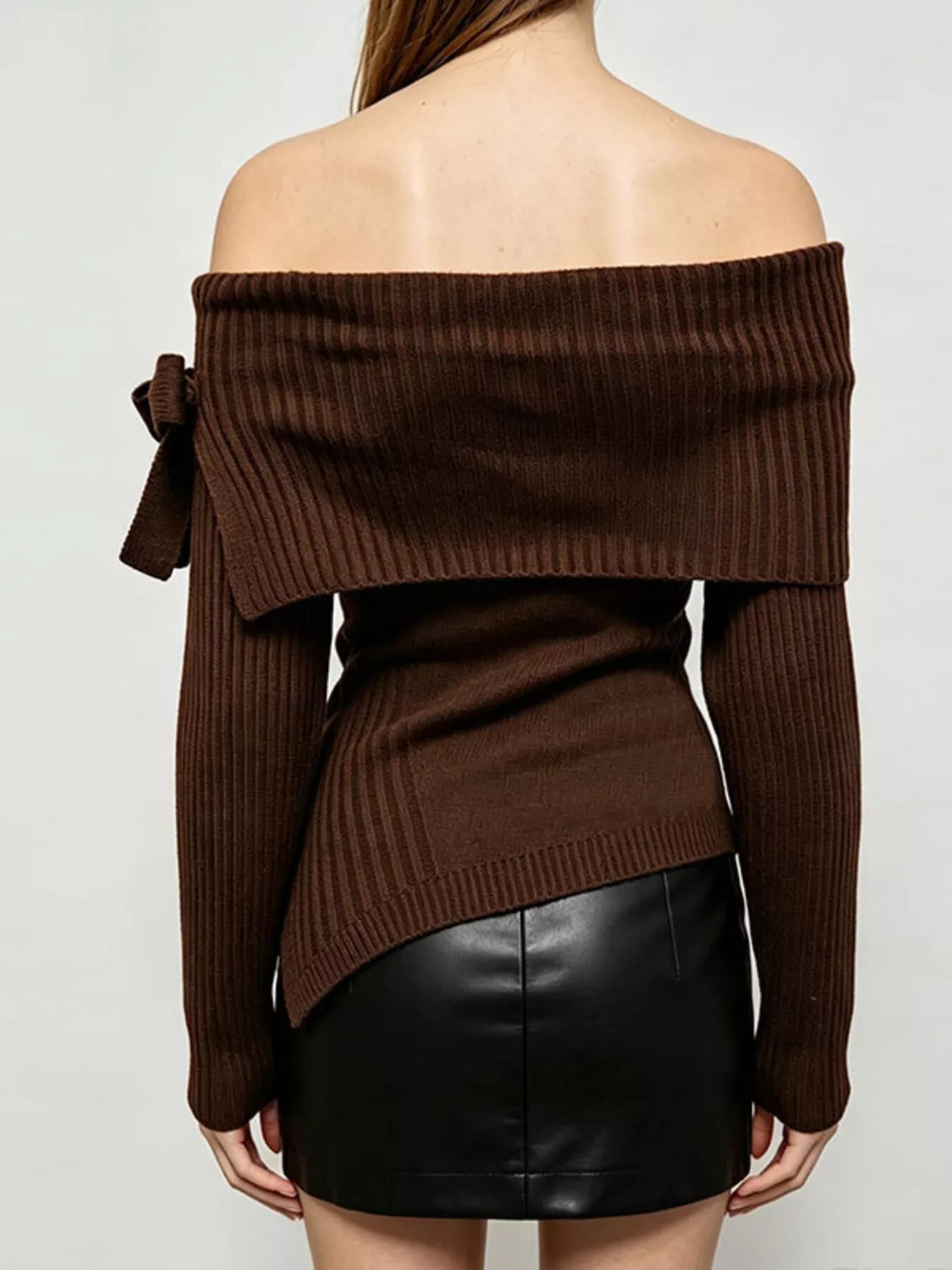 Trendsi Off-Shoulder Ribbed Knit Top -