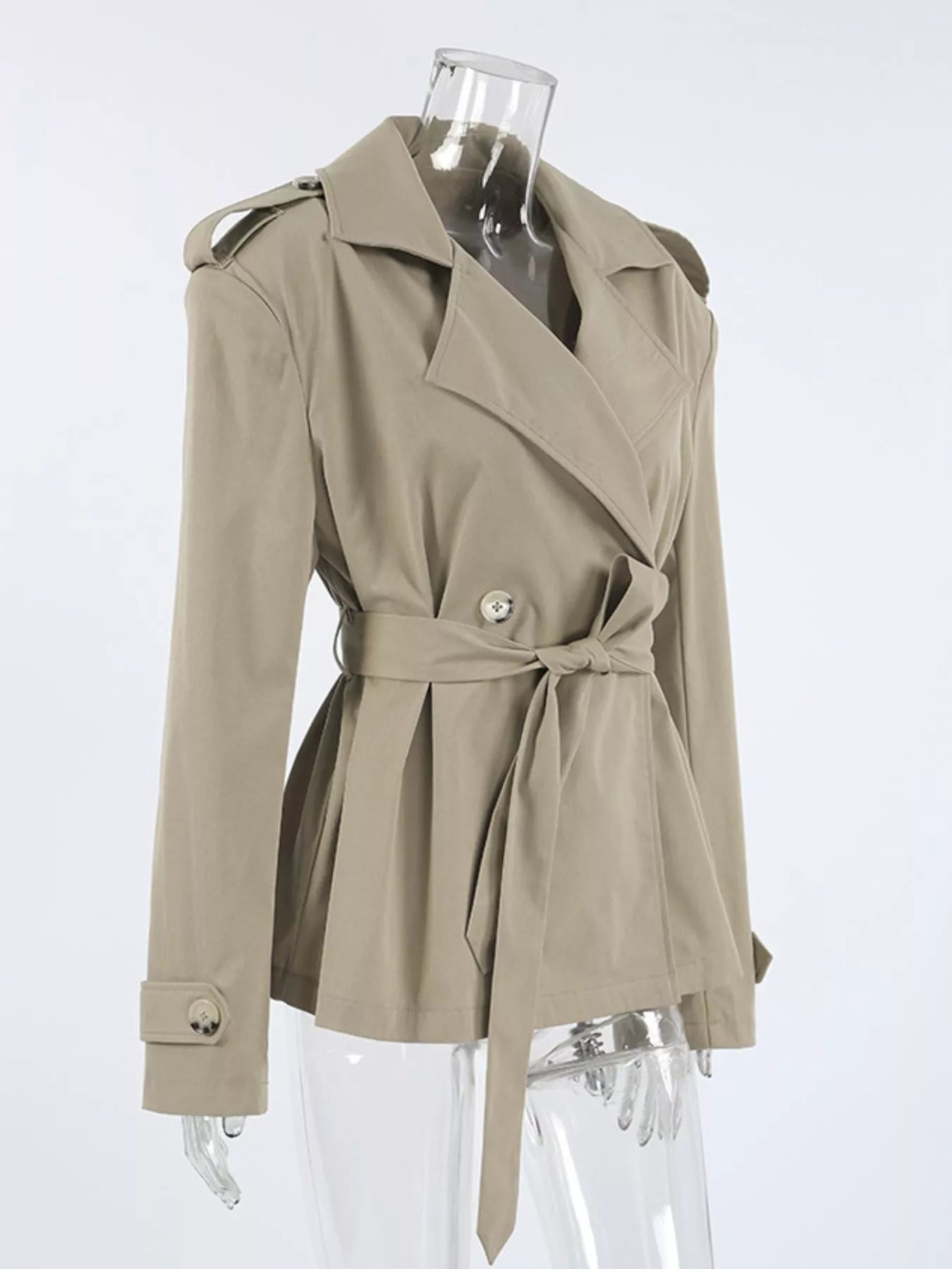 Trendsi Chic Double-Breasted Belted Trench Coat - Outerwear
