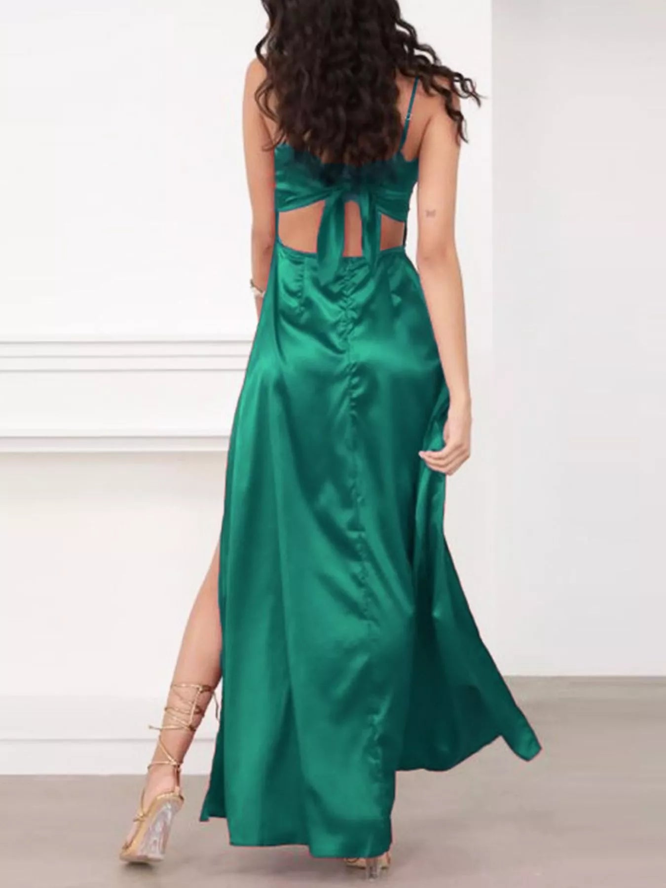 Trendsi Spaghetti Strap High-Slit Maxi Dress -