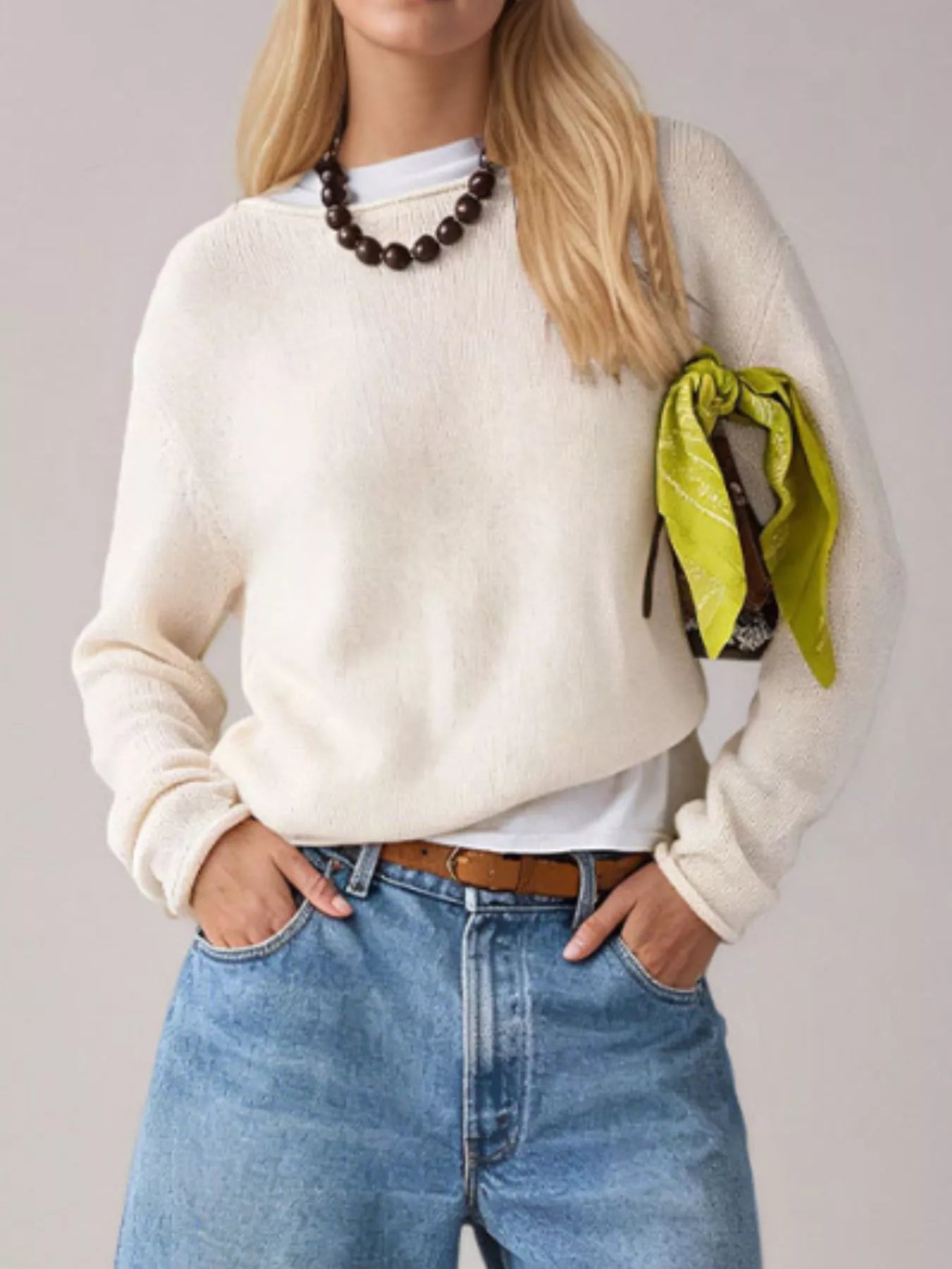 Trendsi Casual Striped Boat Neck Sweater -