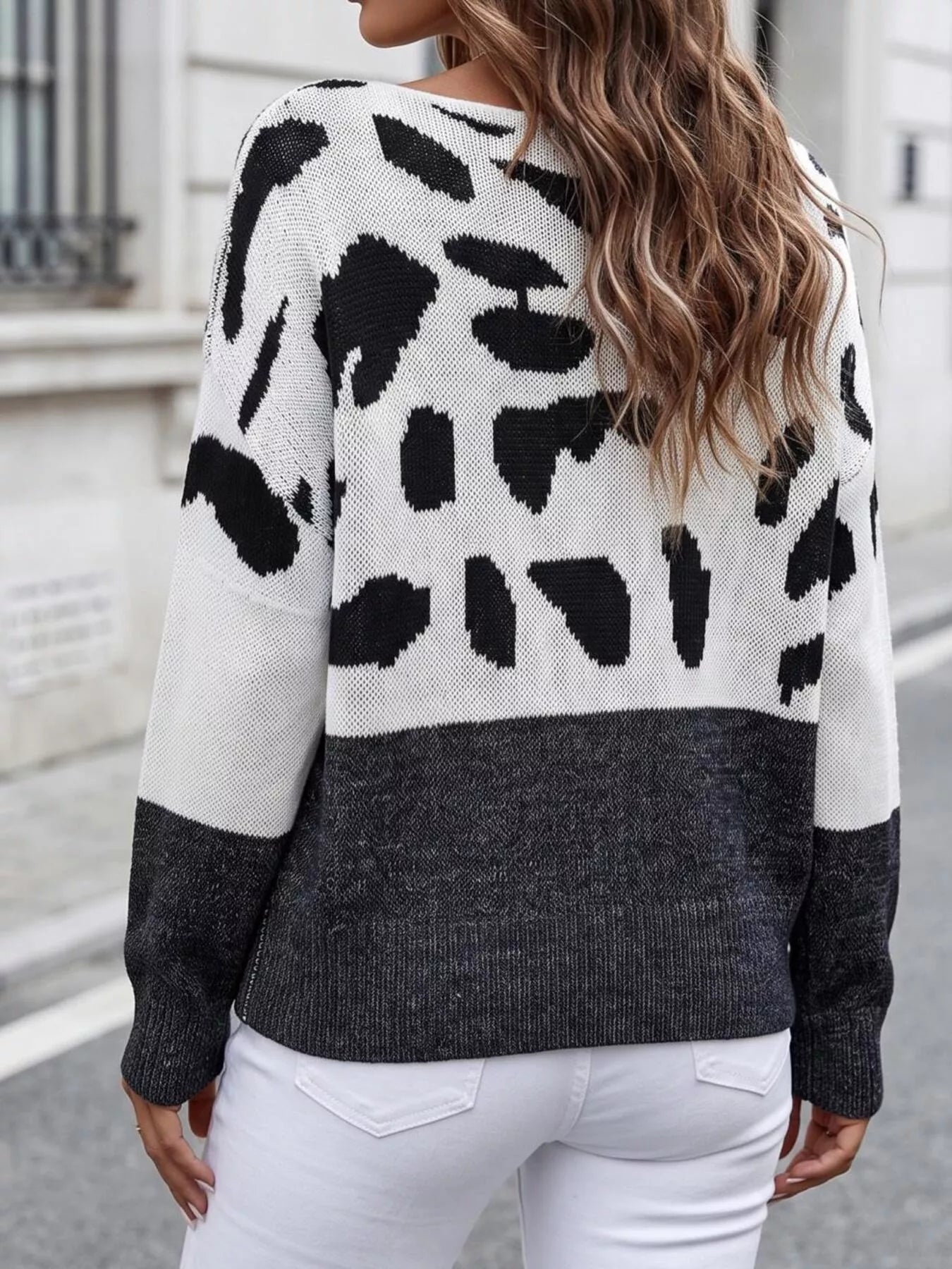 Trendsi Full Size Leopard One Shoulder Sweater Plus Size -