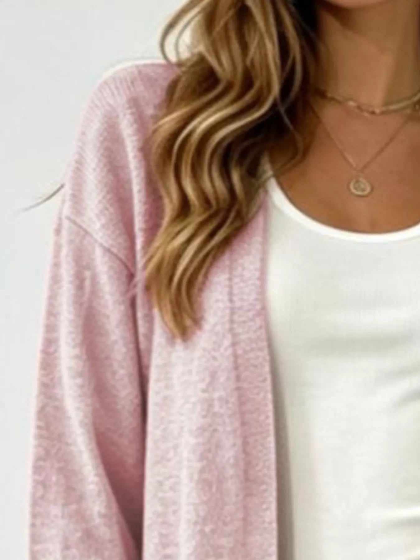 Trendsi Full Size Open-Front Longline Knit Cardigan Plus Size -