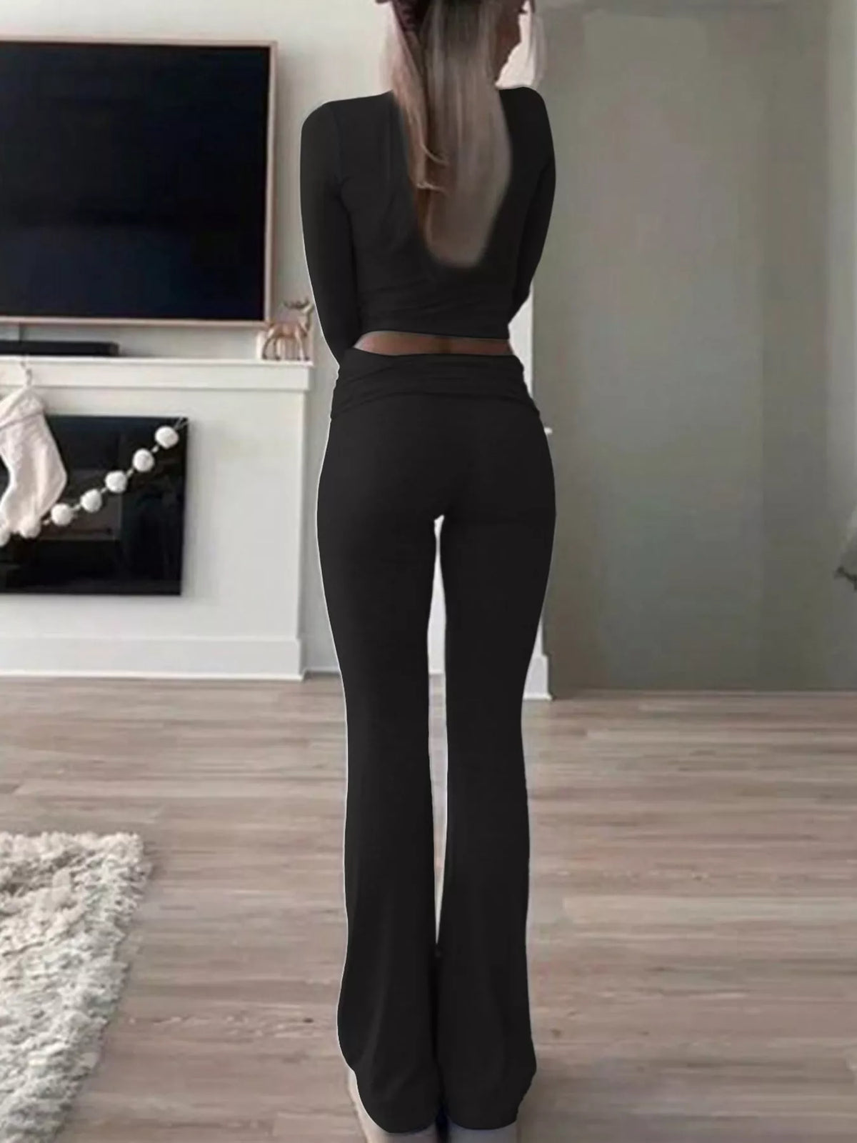 Top and pants set, back view