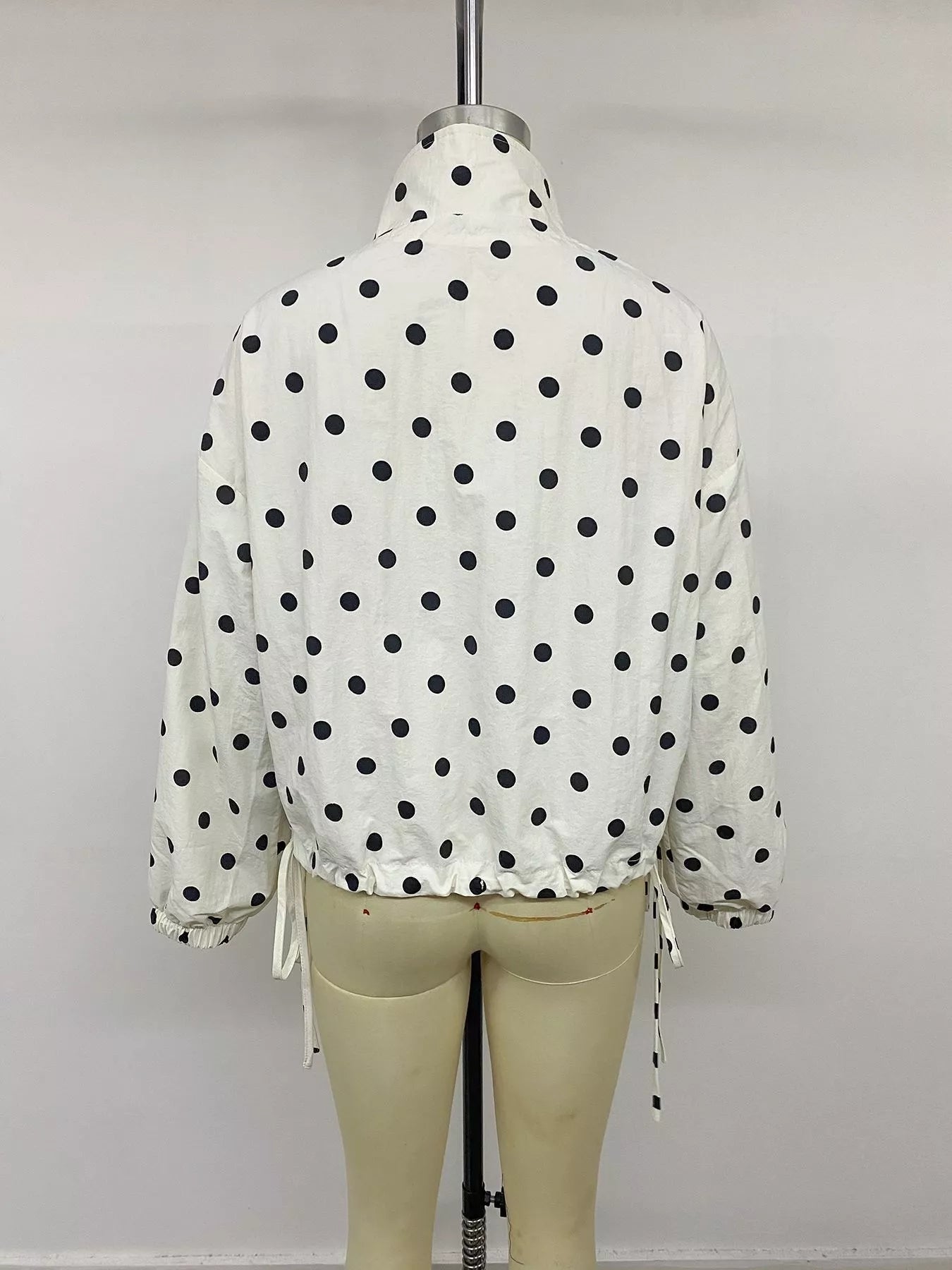 Trendsi Polka Dot Stand-Collar Casual Jacket -