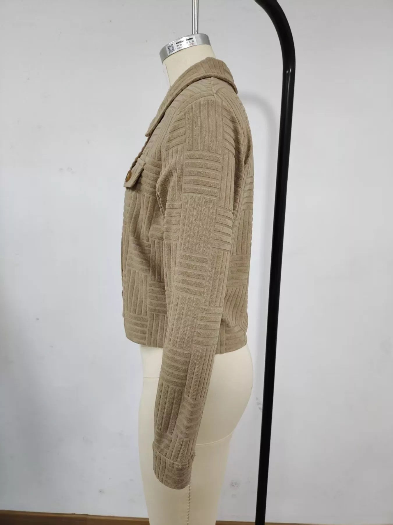 Trendsi Textured Corduroy Button-Front Cropped Jacket -