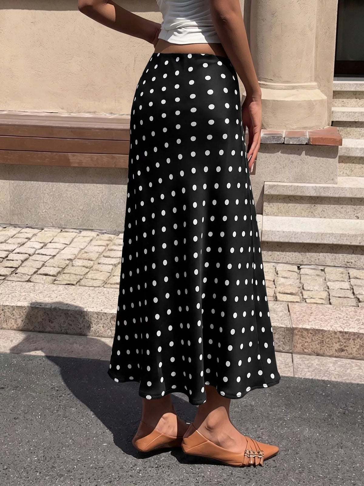 Trendsi Polka Dot Midi Skirt -
