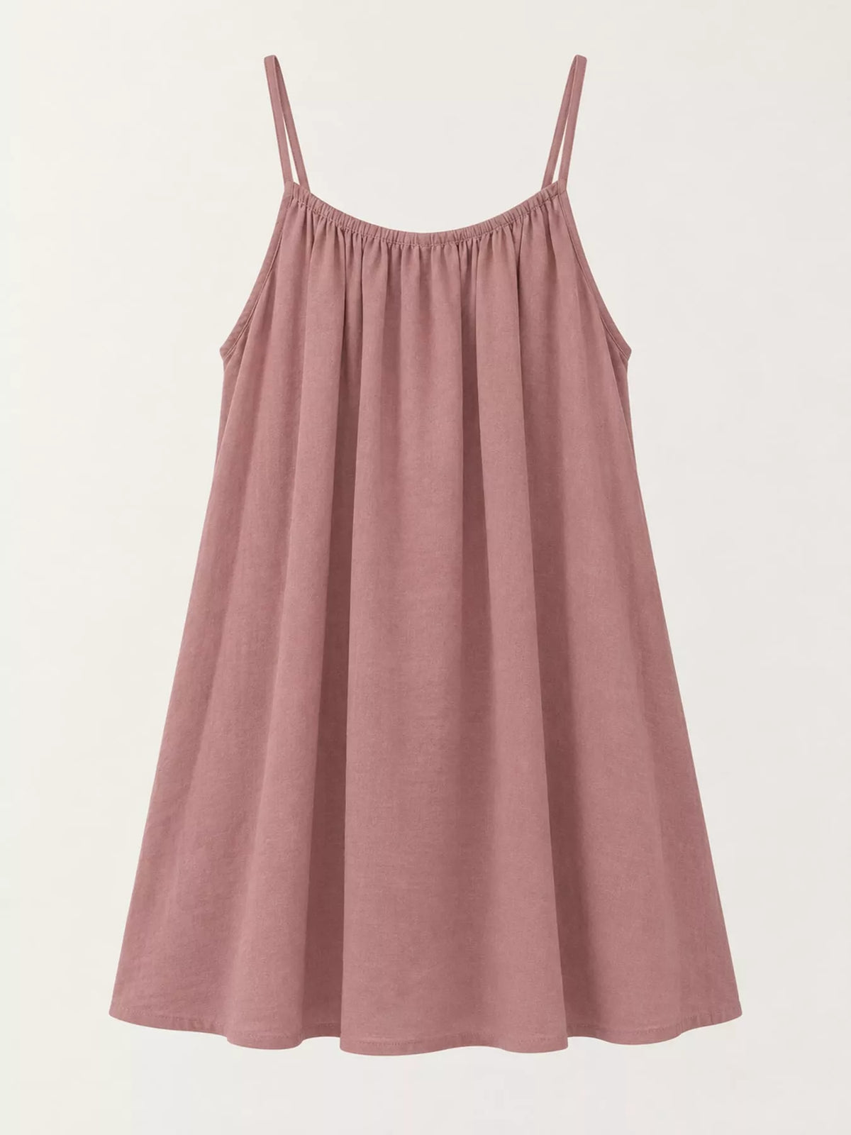 Dusty pink spaghetti strap A-line mini dress with open tie back