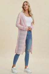 Trendsi Double Take Full Size Open Front Longline Cardigan -