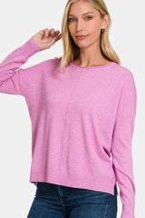 Trendsi Zenana Front Seam Round Neck Sweater -