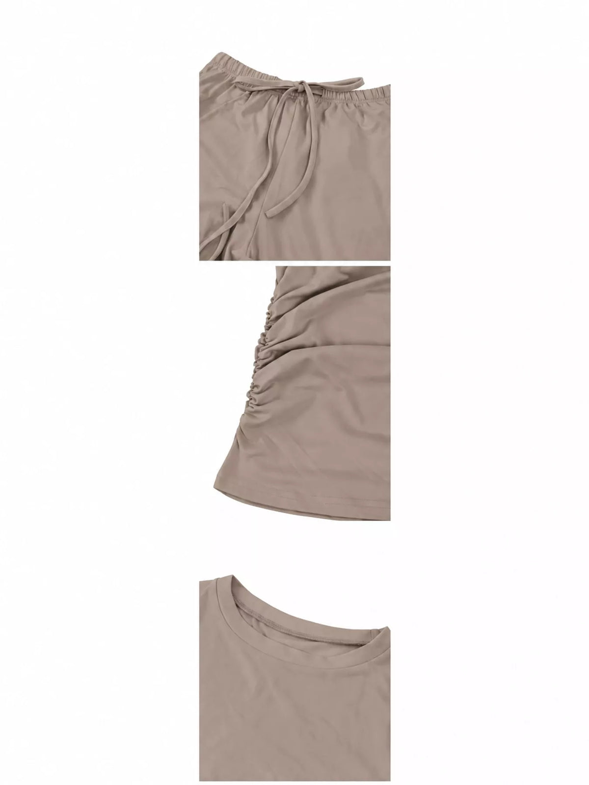 Long Sleeve Top and Wide-Leg Drawstring Pants Set — construction details