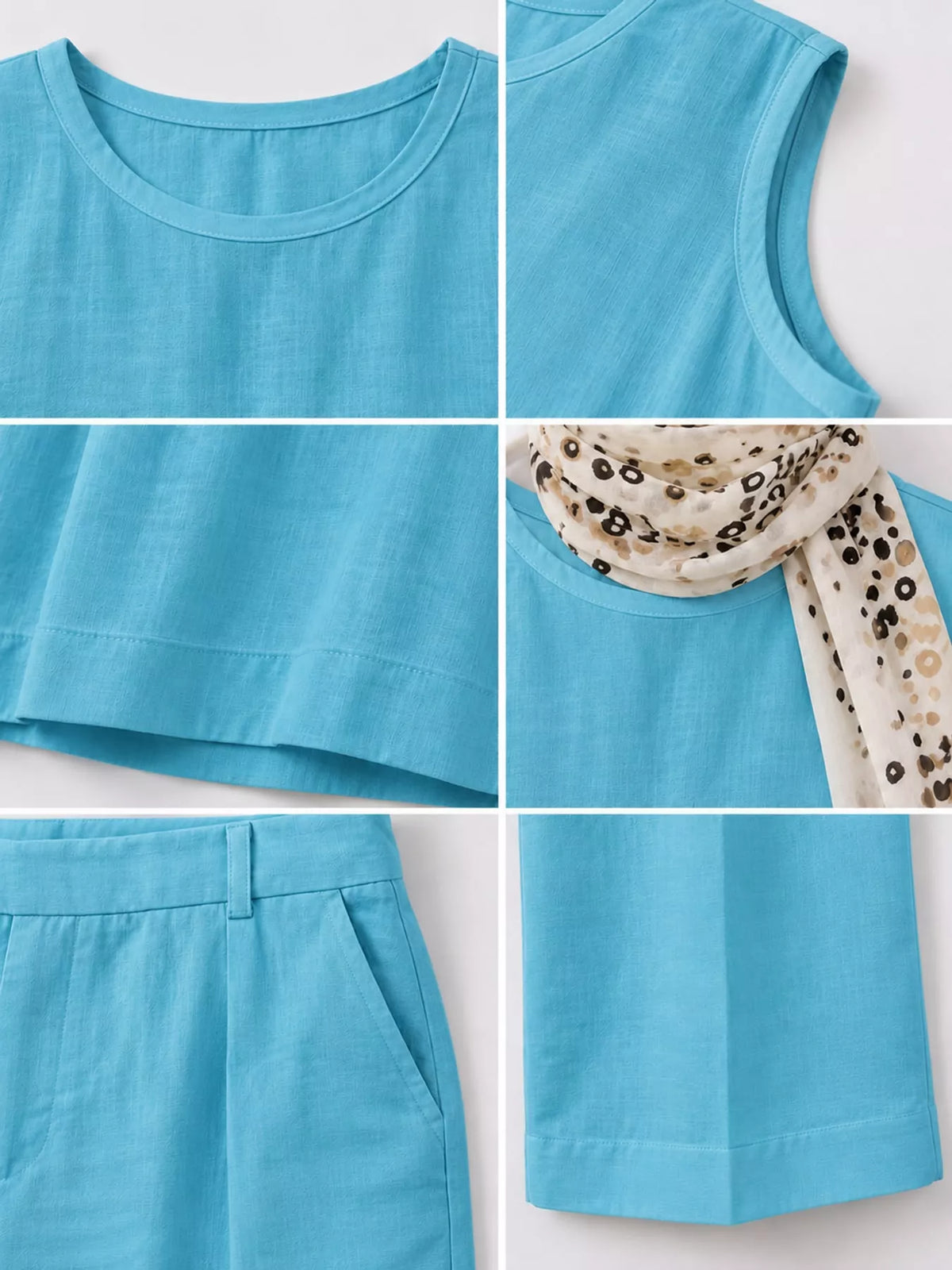 Sleeveless Top and Wide-Leg Pants Set — construction details