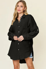 Trendsi Double Take Full Size Pocketed Texture Button Up Shirt -