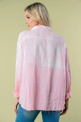 Trendsi White Birch Full Size Long Sleeve Tie Dye Shirt - Shirts
