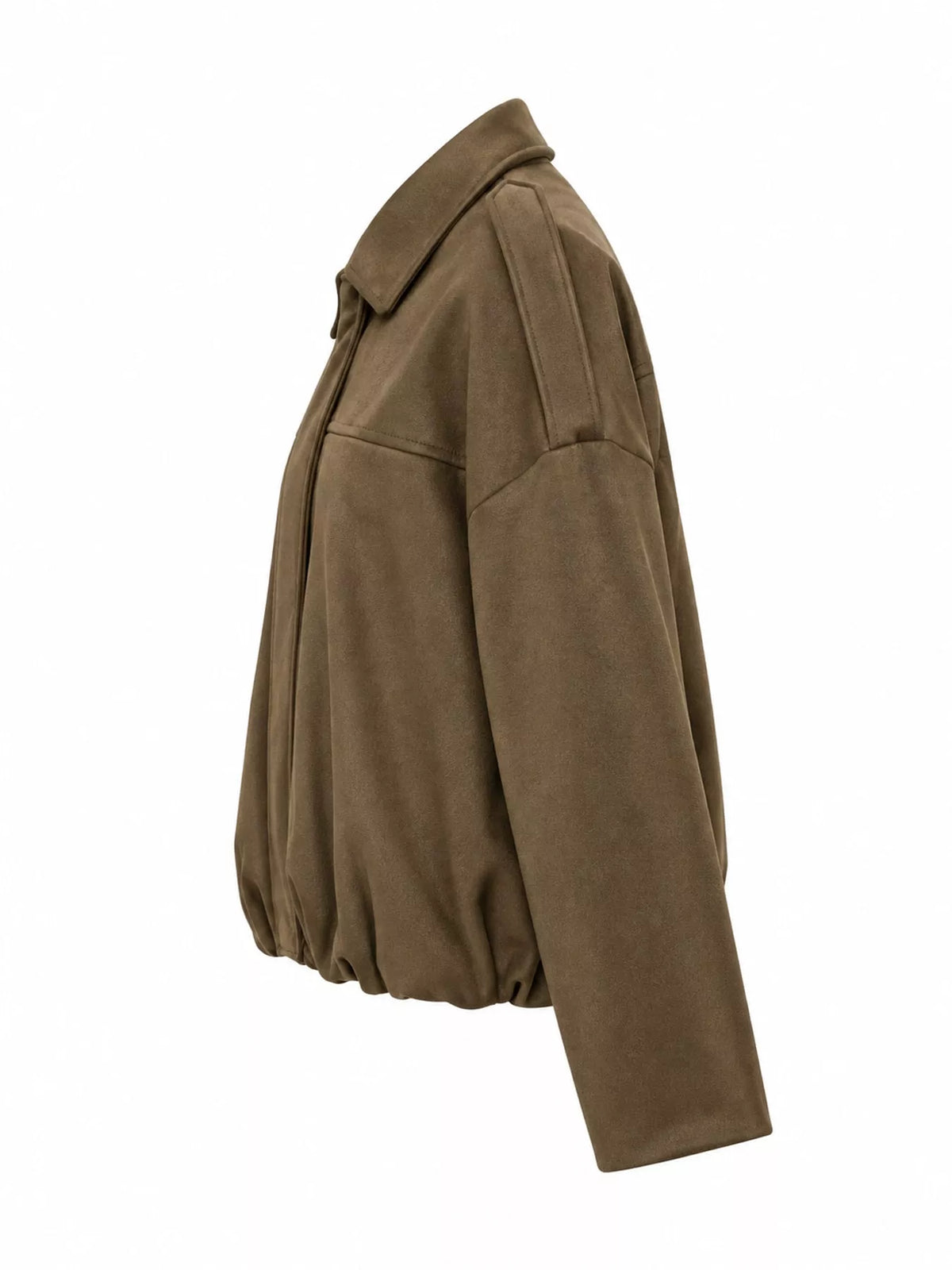 Cropped zip jacket, taupe side
